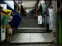 Some of the steps, and shops