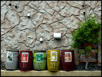 Barrels outside cafe