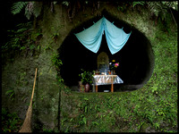 Burial cave shrine and broom